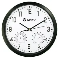 在飛比找momo購物網優惠-【KINYO】溫濕度計掃描靜音14吋掛鐘(CL-130)