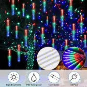 192 LED Lights Meteor Shower Rain 8 Tubes Tree Outdoor Light Home Party Decor US