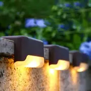 8 Pack Solar Deck Lights Outdoor Stairs, 3000K Warm White Solar Fence Lights ...