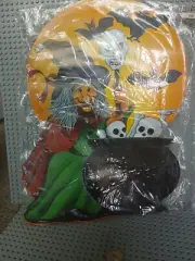 Vintage Halloween Witch, Cauldron And Laboratory Die Cut 2 sided-new sealed 14"