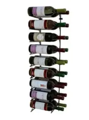 RevueVino wall mounted metal wine rack - Black - 18 Bottles - 3 Foot - 2 Deep