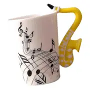 Ceramic Cup Coffee Mug Instrument Mug For Creative Gift Black Guitar Stave Yellow Saxophone