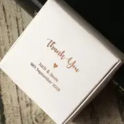 30 Rose Gold Foil Personalized White Paper Boxes Wedding Favour Party Gift Boxes
