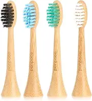 [ponpace] Bamboo Toothbrush Heads Compatible with Philips Sonicare, Soft Castor-Oil Bristles, Biodegradable Toothbrush Replacement Heads, Eco-Friendly & Daily Cleaning