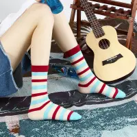在飛比找蝦皮商城優惠-季原創新款彩色條紋襪子女加厚防滑吸汗時尚中筒女士短襪