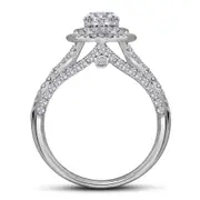 14k White Gold Round Diamond Double Halo Bridal Wedding Ring Set 1-3/4 Cttw (Certified)
