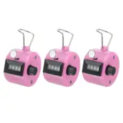 3Pcs Clicker Counter 4-Digit Hand Tally Counter Mechanical Click Counter Pink