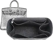 [XIAOYIBAIHUOUK] Bag Organizer Lined Storage Bag for Hermes Birkin25/30/35 Bag Storage Insert Portable Makeup Bag, Black Gray a, Birkin30