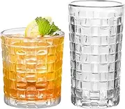 Whiskey Glass Set,Iced Coffee Cups,2 Party Drinking Glasses Reusable,Beer Mug,Vintage Style Cocktail Cup,Old Fashioned Glass Bourbon Scotch Drinking Cups for Bourbon Rum Brandy Bar
