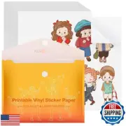 HTVRONT Printable Vinyl Sticker Paper, 100 Sheets Glossy Waterproof Sticker P