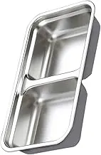 HAKIDZEL Stainless Steel Double Compartment Spice Dish Seasoning Plate for Home Outdoor Use for Appetizers and Condiments Lightweight Easy to Clean for Kitchen and Picnics