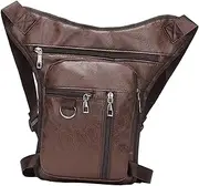 Thigh Drop Leg Bag Scratch Resistant for Motorbike Ride Waterproof Thigh Bag Dark Brown, 20x8x23cm