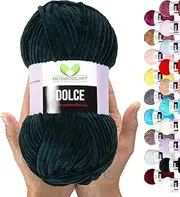 MeriWoolArt Chenille Yarn for Knitting and Crocheting Petrol - 100 g and 120 m Velvet Wool - 100% Fluffy Polyester Knitting Yarn for Amigurumi Cushions Blankets Soft Clothing Gifts