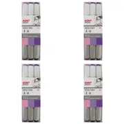 4x 3pc Kent Spectra Graphic Markers Brush Chisel Nib Drawing/Design Purple Set