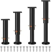 4 PCS Metal Adjustable Furniture Legs 25-42 cm, Sofa Legs Cabinet Legs Adjustable Height Replacement Support Legs for Bed/Couch/Dresser/Chair/Coffee Table, Legs for Furniture Set of 4-Black
