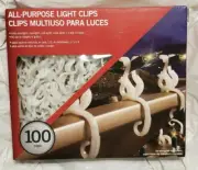 Gutter 100 Light Clips All Purpose for Shingles LED Rope Icicle or Mini Lights