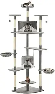 Cat Tree with Sisal Scratching Posts 203 cm Grey and White