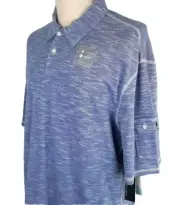 GEOFFREY BEENE Blue Polo Golf Shirt Mens L Wicking Dry Woven Beach Retail $55