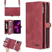 Phone Case For iPhone 15 Pro Max Plus iPhone 15 Pro Max 14 Plus 13 12 11 Pro Max Wallet Case Magnetic Zipper with Lanyard Solid Color TPU PC PU Leather