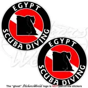 EGYPT SCUBA DIVING Flag-Egyptian Map Shape Circular Vinyl Sticker, Decal 75mm x2