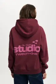 [Cotton On Women] Cotton On Women - Graphic Fleece Hoodie - Studio 21 stars/sour cherry M STUDIO 21 STARS/SOUR CHERRY