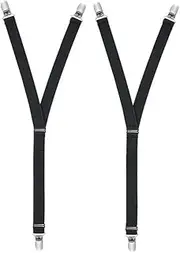 [AIMALL] 1 Pair Adjustable Y-Style Shirt Stays, 0.79" Nylon Elastic Garters, Sock and Shirt Holders, Ideal for Military Uniform, Law Enforcement, Security, Black