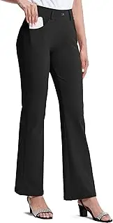 [M MOTEEPI] Women's High Waisted Stretchy 29"/31" Bootcut Pull On Dress Pants Office Business Casual Work Pants