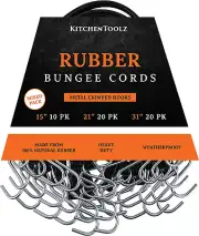 50 Pack Assorted Sizes Bungee Cords Set with Crimped Hooks- Multiple Lengths -Ta