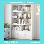 NEW Alpha 10-Shelf 3-Door Wardrobe Cupboard Bookshelf Cabinet (White)