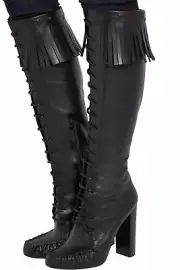 TOM FORD FRINGED LEATHER KNEE BOOTS