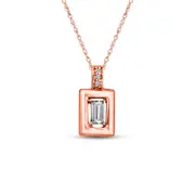 0.17 CT. T.W. Natural Diamond Baguette Natural Diamond Rectangle Pendant in 14K Rose Gold