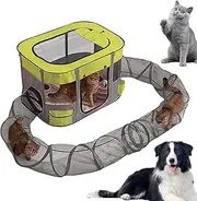 Wrohto Cat Enclosure with Tunnel | Outside Small Animals House Portable Tent | Bored Cat Play Toy Easy Setup Kitten Playground for Balcony Yard Garden Patio