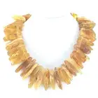 Natural Gold Amber Large Freedom Nugget Statement BIB Silver Necklace 19"