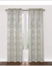 Villa Ironwork Green Blackout Window Curtain, Set of 2 - 27" x 84" Panels