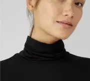 NWT Black L M S or XS Eileen Fisher Scrunch Neck Top Stretchy Originally $128++