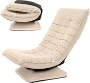 Luxsuite Swivel Floor Chair 3-Position Adjustable Folding Lazy Sofa Lounger Bed for Home & Living Room Chaise Lounge Indoor Khaki