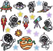 EPIGEIST 22Pcs Astronaut Embroidery Applique Stickers for DIY Clothing Bright Sewing Decor Patches for Bags Crafts and Personal Style