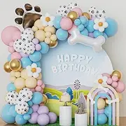 BALONAR Paw Balloons Garland Arch Kit with 148PCS Pink Blue Bone Dog Paw Balloons for Boys Girls Baby Shower Blue Theme Birthday Party Decorations (Pink)