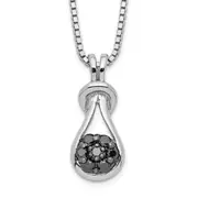 Sterling Silver White Night Rhodium-Plated Black Diamond Love Knot 18 Inch Necklace With 2 Extender
