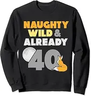[X.Style] Naughty Wild & Already 40 Birthday Fox Sweatshirt ds1566 Sweater (XL) Black