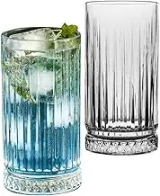Supercap - Crystal Highball Glass Cups for Kitchen Bar, Elegant Tall Drinking Glasses for Cocktail, Coffee, Cold Beverage, Water, Beer, Juice, 16oz (2pcs)