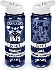 Geelong Cats AFL Tritan Drink Bottle with Wrist Bands and Flip-up Straw