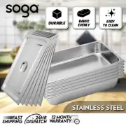 SOGA 6X Gastronorm Full Size 1/1 GN Pan 10cm Deep Stainless Steel Tray w/ Lid