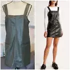 Abercrombie Fitch Vegan Leather Shift Mini Dress Jumper Olive Green Sz M NWT