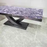 Purple Geode Agate Dining Table Top, Natural Stone Counter Top Christmas Sale