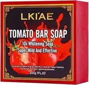 LKIAE Natural Tomato Whitening Soap Bar, Deep Clean Skin And Make-Up Residue, Oil Control, Brightening, Remove Dark Spots With Vitamin A/B/C, For Face, Body, 200g (Pack of 1)