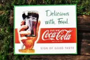Drink Coca-Cola Tin Sign - Coke - Delicious With Food - Ice Cold - Good Taste