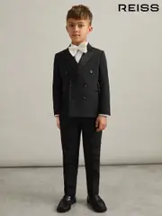 Reiss Black Knightsbridge Db 3-9 yrs Wool-Blend Double-Breasted Tuxedo Jacket (AW0082) | $195