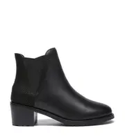 EVERAU Women Heel Boots Sheepskin Wool Lining Chelsea Boots Nonslip Block Heel