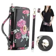 Crossbody Wallet Case for iPhone 15 Pro Max, iPhone 15 Pro Max - 6.7" Black
